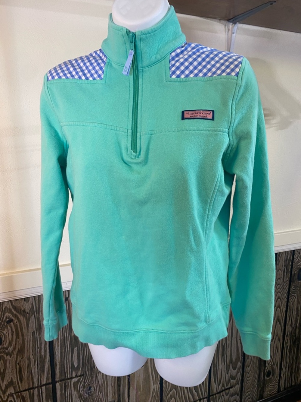 Vineyard Vines Mint Green Cotton Half Zip